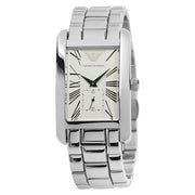 Emporio Armani Classic White Dial Silver Steel Strap Watch For Men - AR0145