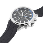 Hugo Boss Globetrotter Chronograph Black Dial Black Silicone Strap Watch for Men - 1513820