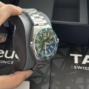 Tag Heuer Formula 1 Quartz Green Dial Silver Steel Strap Watch for Men - WAZ1017.BA0842