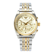 Emporio Armani Classic Chronograph White Dial Two Tone Steel Strap Watch For Men - AR0396