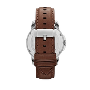 Fossil Grant Twist Multi-Function White Dial Brown Leather Strap Watch for Men - ME1144
