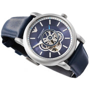 Emporio Armani Luigi Chronograph Blue Dial Blue Leather Strap Watch For Men - AR60011