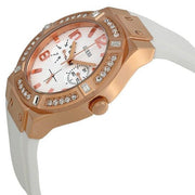 Guess Diamonds White Dial White Rubber Strap Watch For Women - W0426L1