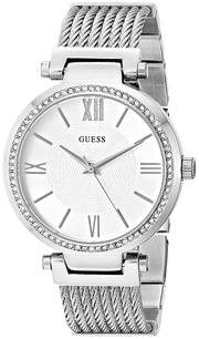 Guess Soho Silver DIal Stainless Steel Mesh Bracelet Watch For Women - W0638L1