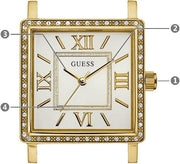 Guess White Dial Gold Mesh Bracelet Watch For Women - W0826L2
