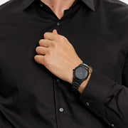 D1 Milano Ultra Thin Shadow Black Dial Black Steel Strap Watch for Men - D1-UTBJSH