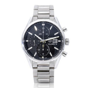 Tag Heuer Carrera Automatic Chronograph Black Dial Silver Steel Strap Watch for Men - CBK2110.BA0715