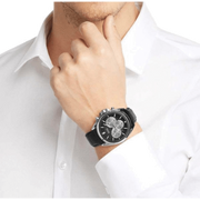 Hugo Boss Ikon Chronograph Black Dial Black Leather Strap Watch for Men - 1513178