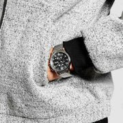 Hugo Boss Aeroliner Chronograph Black Dial Silver Steel Strap Watch for Men - 1513181