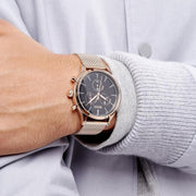 Hugo Boss Companion Chronograph Black Dial Rose Gold Mesh Strap Watch For Men - 1513548