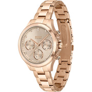 Hugo Boss Carnation Chronograph Gold Dial Gold Steel Strap Watch for Women - 1502592