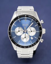 Hugo Boss Chronograph Blue Dial Silver Steel Strap Watch for Men - 1513630
