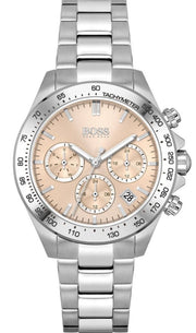 Hugo Boss Novia Chronograph Pink Dial Silver Steel Strap Watch for Women - 1502615