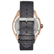 Hugo Boss Onyx Grey Dial Black Leather Strap Watch for Men - 1513366