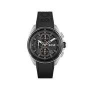 Hugo Boss Volane Chronograph Grey Dial Black Silicone Strap Watch for Men - 1513953
