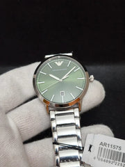 Emporio Armani Claudio Green Dial Silver Steel Strap Watch for Men - AR11575