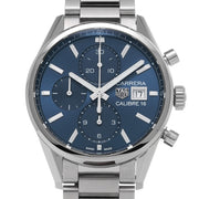Tag Heuer Carrera Chronograph 41mm Blue Dial Silver Steel Strap Watch for Men - CBK2112.BA0715