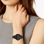 Emporio Armani Gianni T Bar Black Dial Black Steel Strap Watch For Women - AR11245