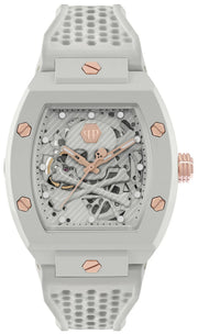 Philipp Plein The Skeleton White Dial White Silicone Strap Watch for Men - PWVBA0123