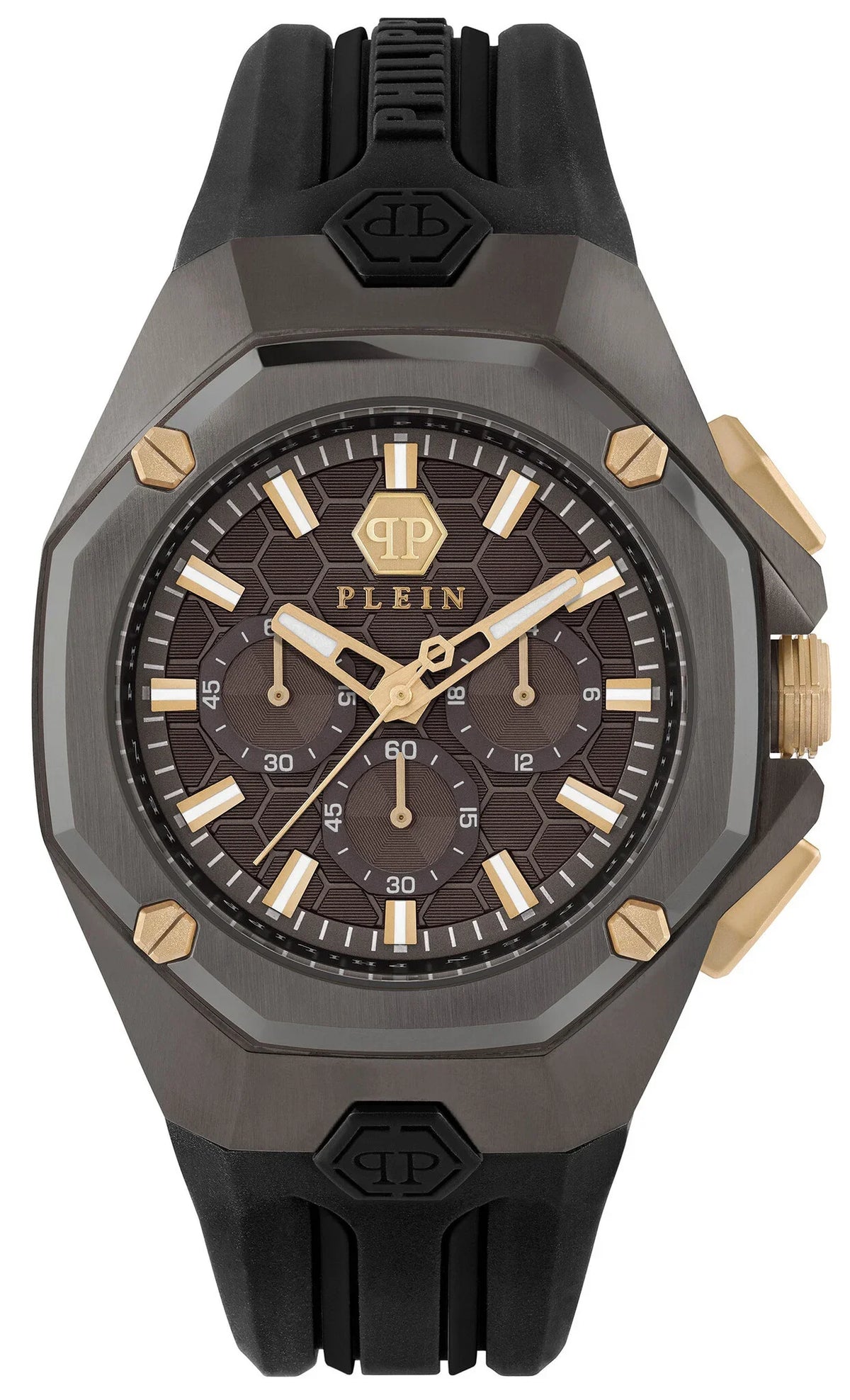 Philipp Plein Octagon Black Dial Black Silicone Strap Watch for Men - PWTBA0323