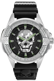Philipp Plein The Skull Black Dial Black Silicone Strap Watch for Men - PWAAA0121