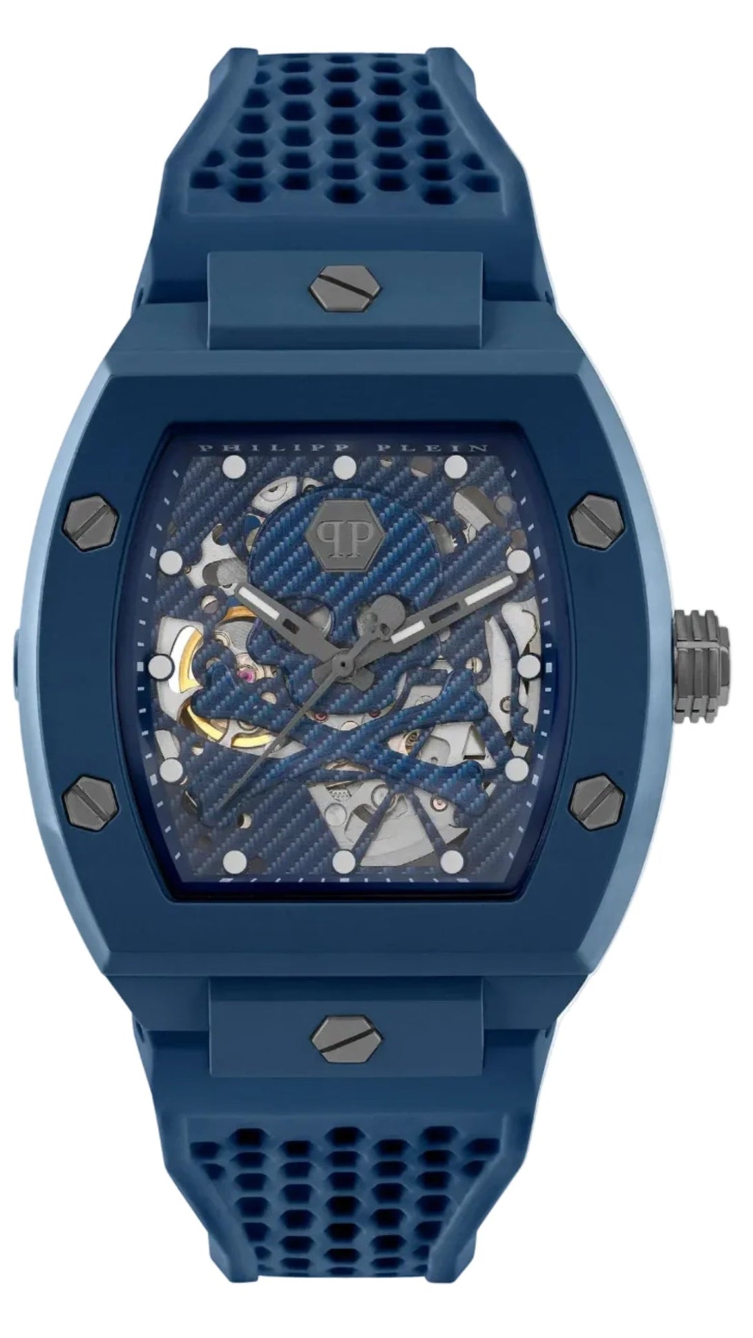 Philipp Plein The SKeleton Blue Dial Blue Silicone Strap Watch for Men  - PWVBA0323