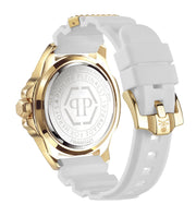 Philipp Plein The Skull Gold Dial White Silicone Strap Watch for Men - PWAAA1221