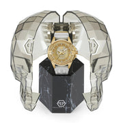 Philipp Plein The Skull Gold Dial White Silicone Strap Watch for Men - PWAAA1221