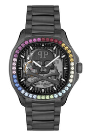 Philipp Plein High-Conic Automatic Black Dial Black Steel Strap Watch For Men - PWRAA0823