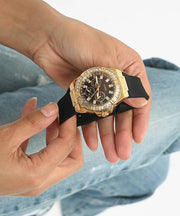 Guess Venus Diamonds Black Dial Black Rubber Strap Watch for Women - GW0118L1