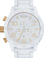 Nixon 51-30 Chronograph White Dial White Steel Strap Watch for Men - A083-1035