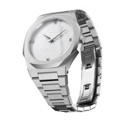 D1 Milano Ultra Thin Marble White Dial Silver Steel Strap Watch for Women - D1-UTBL13