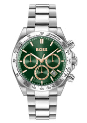 Hugo Boss Hero 2.0 Chronograph Green Dial Silver Steel Strap Watch for Men - 1514268