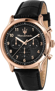 Maserati Epoca Limited Edition Chronograph Black Dial Black Leather Strap Watch for Men - R8871618015