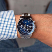 Maserati SFIDA Chronograph Blue Dial Silver Steel Strap Watch for Men - R8873640025