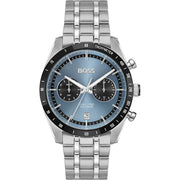 Hugo Boss Tourmaster Chronograph Blue Dial Silver Steel Strap Watch for Men - 1514286