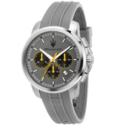 Maserati Successo Chronograph Grey Dial Grey Rubber Strap Watch for Men - R8871621043