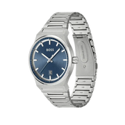 Hugo Boss Candor Blue Dial Silver Steel Strap Watch for Men - 1514076