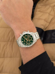 Hugo Boss Hero 2.0 Chronograph Green Dial Silver Steel Strap Watch for Men - 1514268