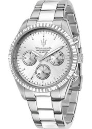Maserati Competizione Chronograph Silver Dial Silver Steel Strap Watch for Men - R8853100041
