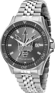 Maserati SFIDA Chronograph Grey Dial Silver Steel Strap Watch for Men - R8853140010