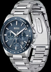 Hugo Boss Strike Chronograph Blue Dial Silver Steel Strap Watch for Men - 1514240