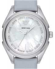 Emporio Armani Valeria Mother of Pearl Dial Blue Leather Strap Watch for Women - AR11032