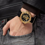 Philipp Plein The Skull Gold Dial Black Silicone Strap Watch for Men - PWAAA0221