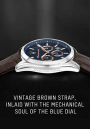 Maserati Attraction Limited Edition Chronograph Blue Dial Brown Leather Strap Watch for Men - R8851151003