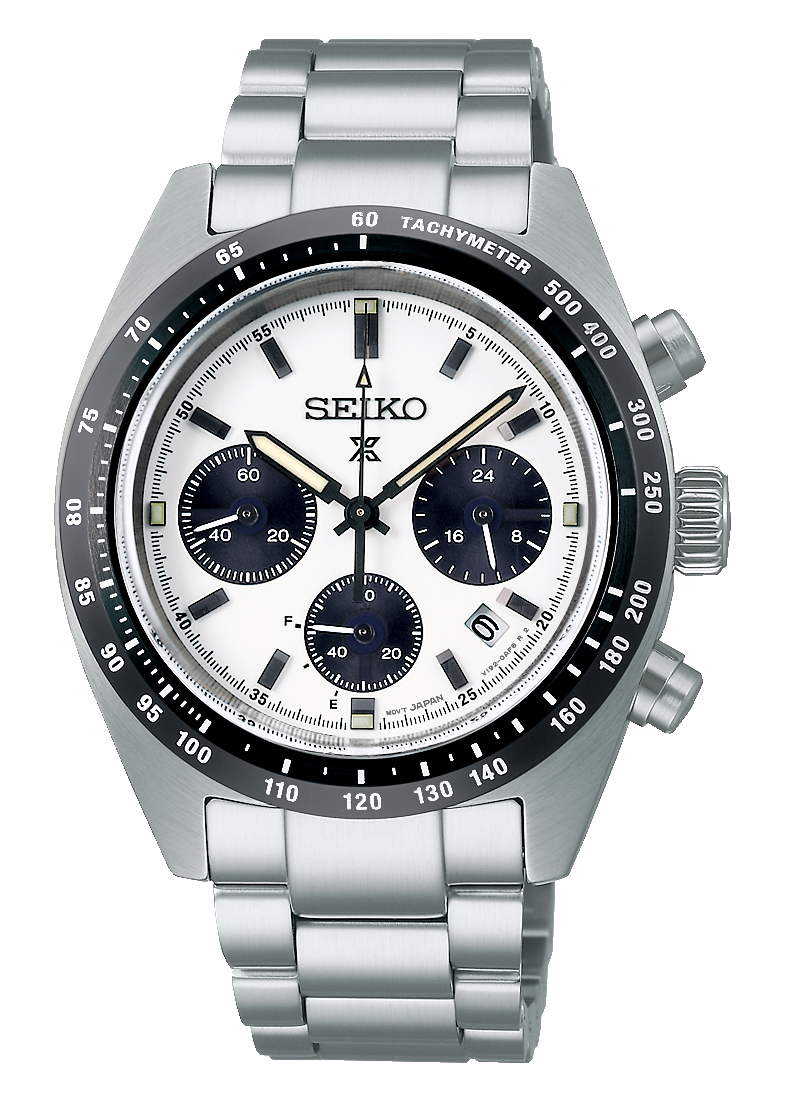Seiko Prospex Speedtimer Solar Chronograph White Dial Silver Steel Strap Watch for Men - SSC813