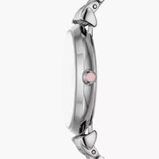 Emporio Armani Gianni T-Bar Pink Dial Silver Steel Strap Watch for Women - AR11686