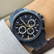 Maserati Successo Chronograph Blue Dial Blue Rubber Strap Watch for Men - R8871621044