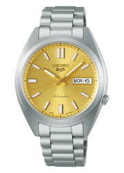 Seiko 5 Sports Automatic Gold Dial Silver Steel Strap Watch for Men - SRPL59K1