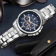 Maserati Successo Chronograph Blue Dial Silver Steel Strap Watch for Men - R8873621037